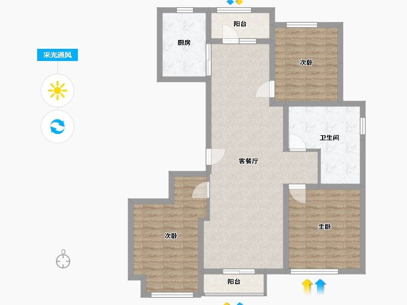 河南省-新乡市-绿城凤湖玫瑰园-98.74-户型库-采光通风