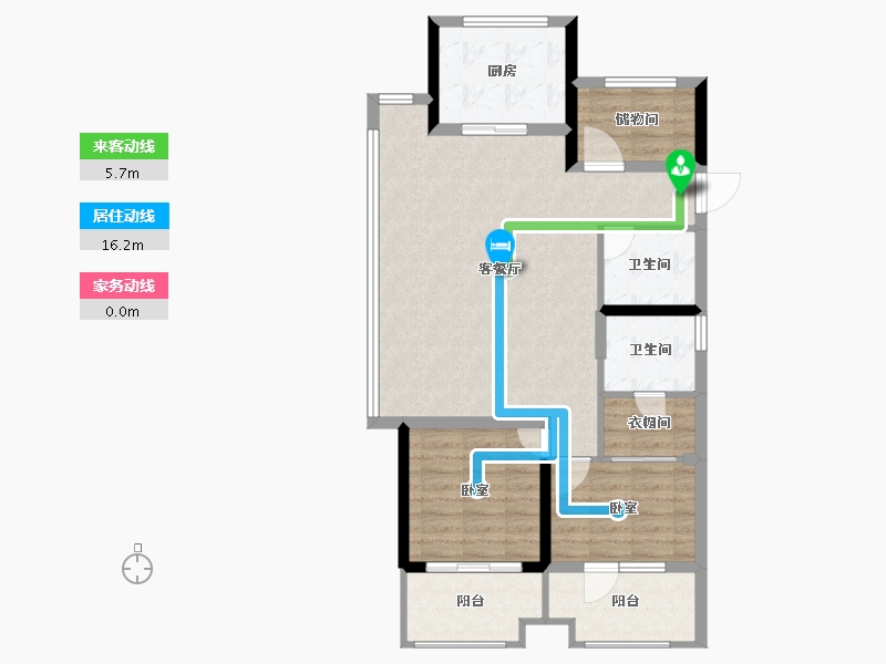 浙江省-杭州市-华元芳满庭-88.70-户型库-动静线