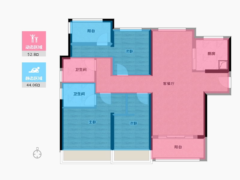 广东省-深圳市-碧桂园观麓花园-85.28-户型库-动静分区