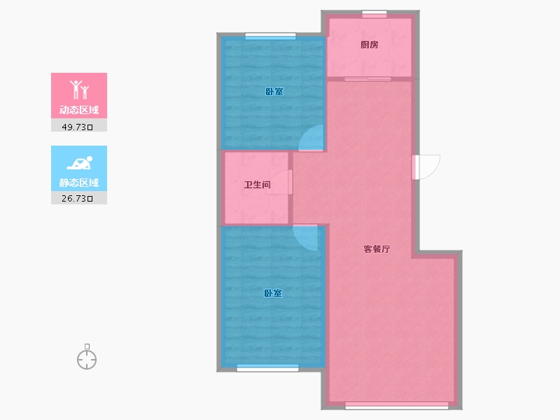 辽宁省-锦州市-威尼斯水城-69.59-户型库-动静分区