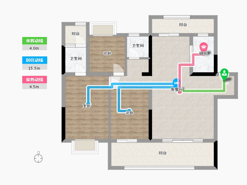 湖北省-荆州市-金投新一品-100.95-户型库-动静线