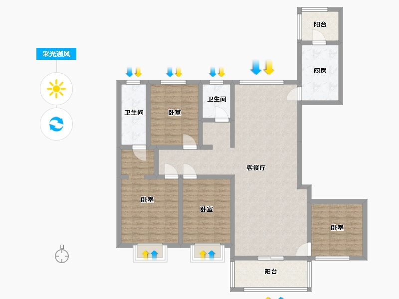 山西省-临汾市-梧桐里-119.35-户型库-采光通风