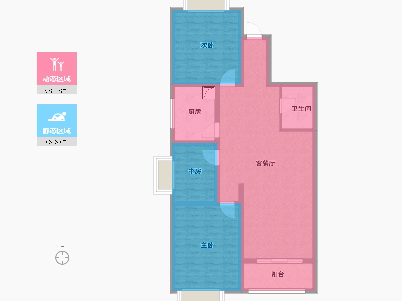 陕西省-咸阳市-紫气东来-84.26-户型库-动静分区