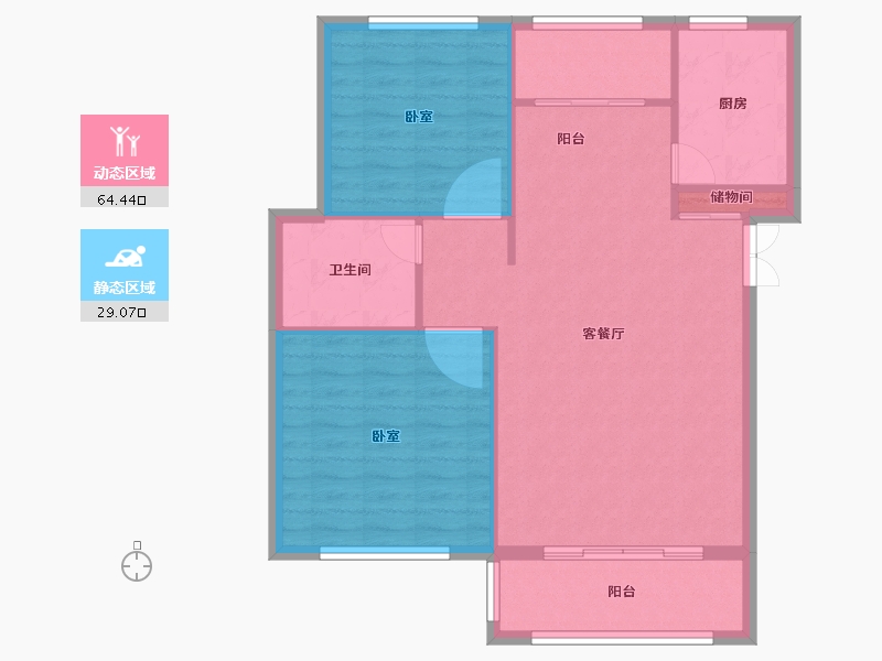 黑龙江省-佳木斯市-白金湾-86.00-户型库-动静分区