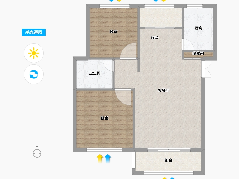 黑龙江省-佳木斯市-白金湾-86.00-户型库-采光通风