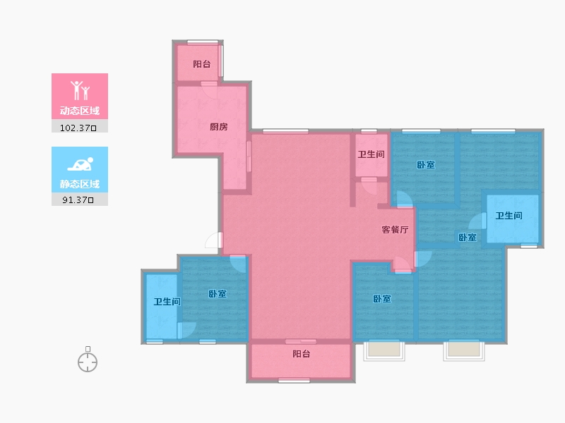 山西省-临汾市-梧桐里-173.20-户型库-动静分区