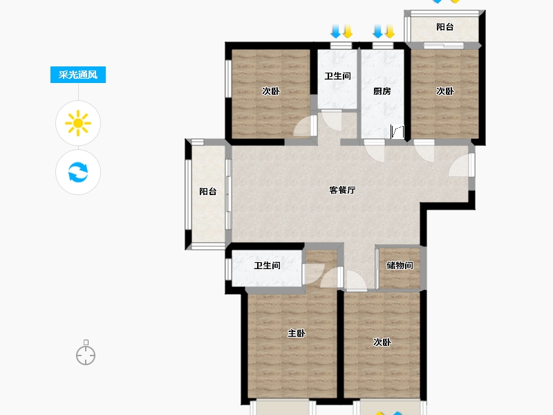 河南省-郑州市-和昌瑞景园-102.80-户型库-采光通风