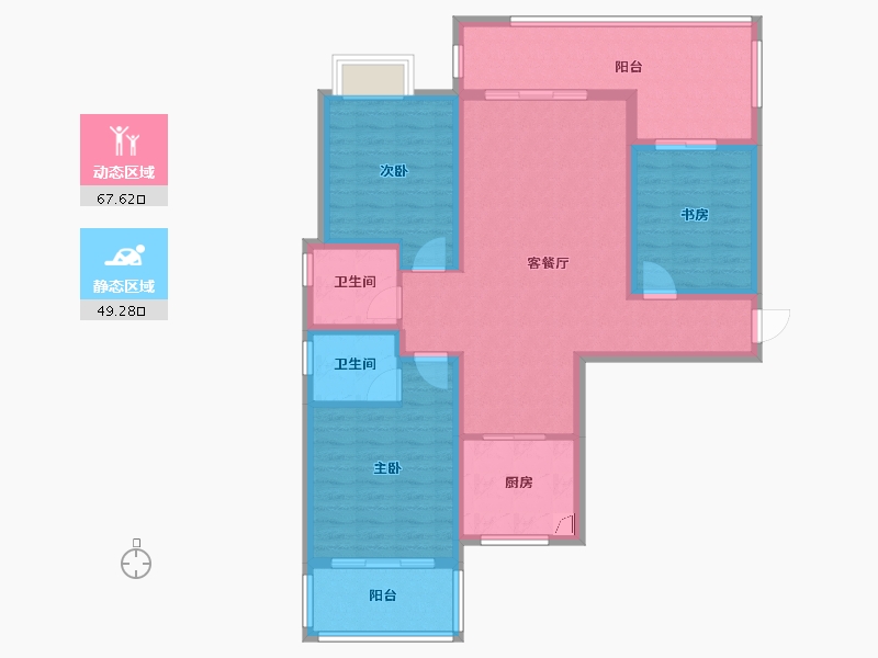 陕西省-咸阳市-熙岸国际-104.34-户型库-动静分区