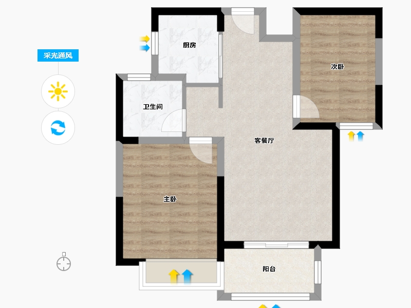 山东省-菏泽市-花都绿地-62.17-户型库-采光通风