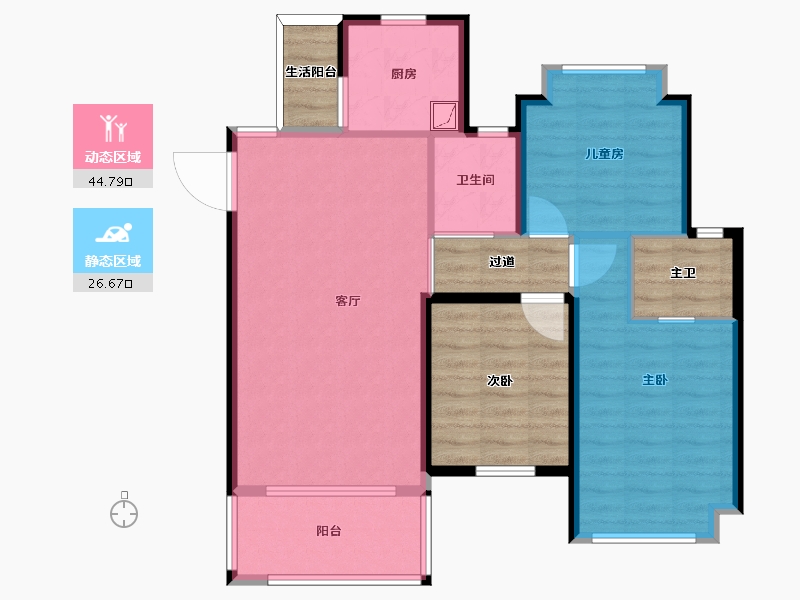 四川省-成都市-嘉裕第六洲悠泊屿-83.28-户型库-动静分区