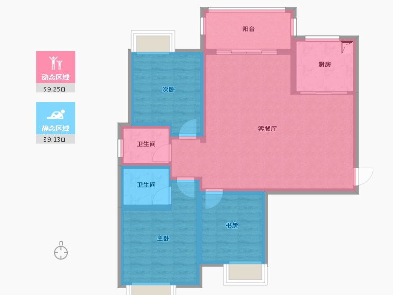 陕西省-咸阳市-熙岸国际-87.82-户型库-动静分区