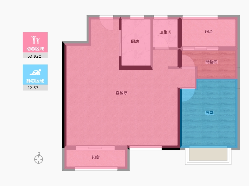 青海省-西宁市-绿地国际花都-68.78-户型库-动静分区