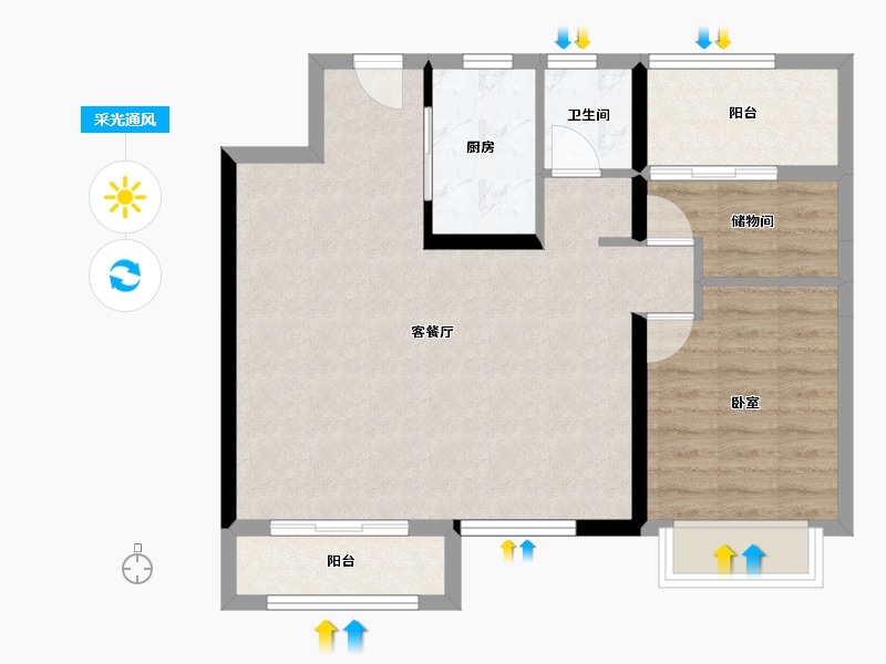 青海省-西宁市-绿地国际花都-68.78-户型库-采光通风