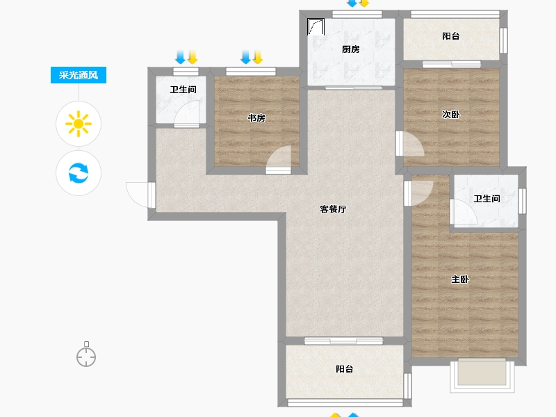 陕西省-咸阳市-熙岸国际-87.22-户型库-采光通风