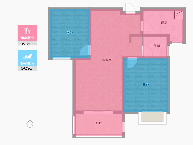 陕西省-咸阳市-熙岸国际-66.83-户型库-动静分区