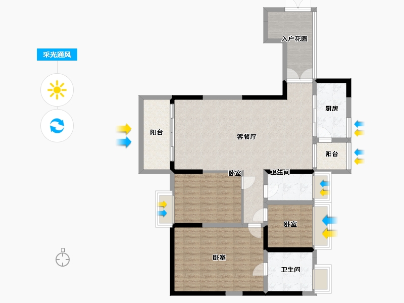 广东省-广州市-中惠壁珑湾-107.71-户型库-采光通风