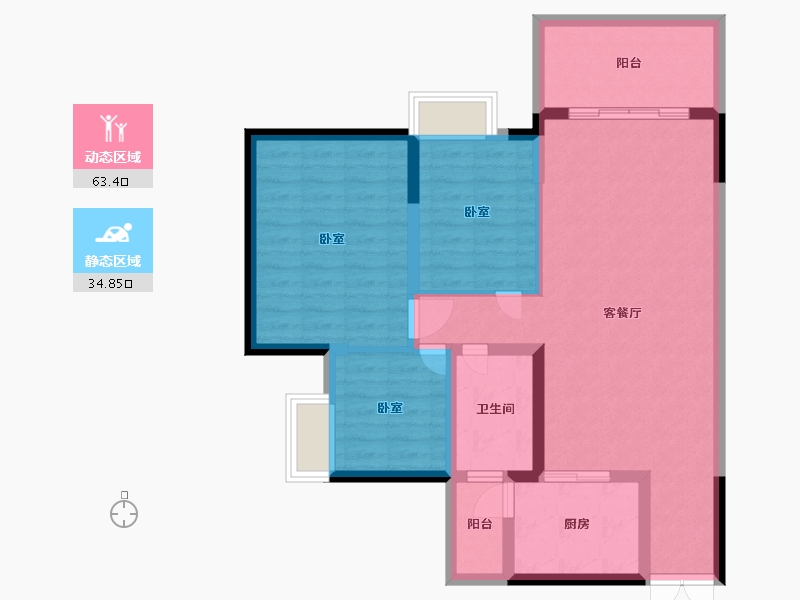 广东省-广州市-中惠壁珑湾-87.87-户型库-动静分区