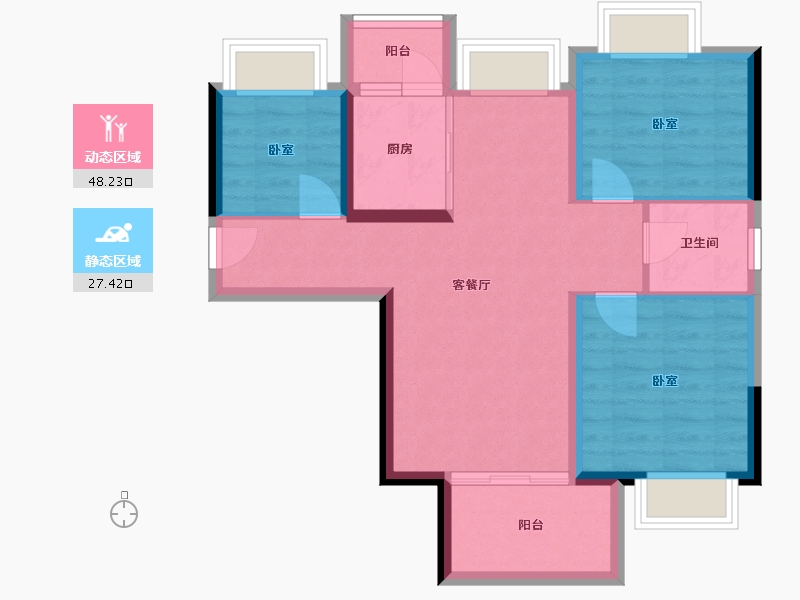 湖北省-武汉市-花样年·花郡-67.14-户型库-动静分区