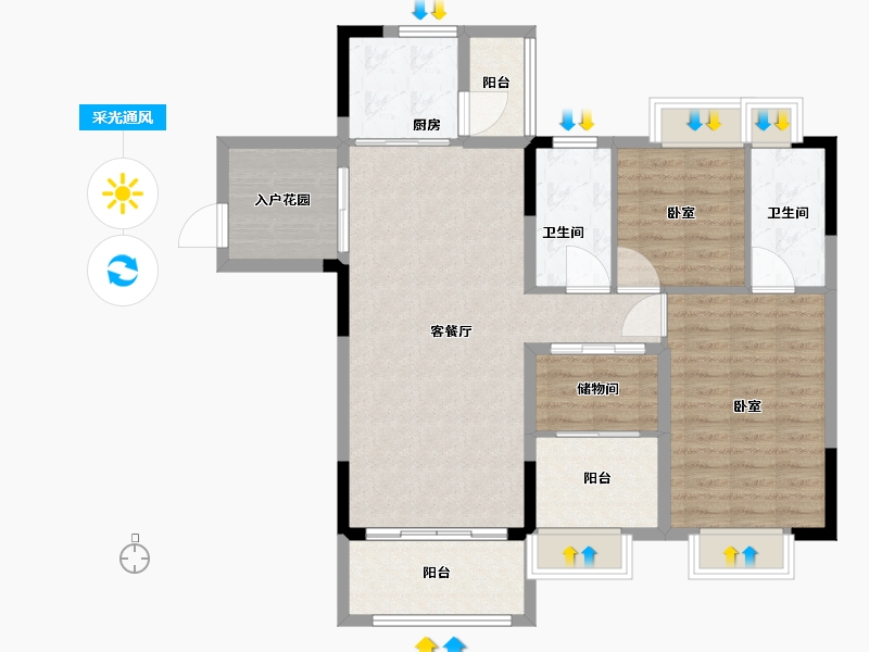 广东省-广州市-好美华庭-100.01-户型库-采光通风