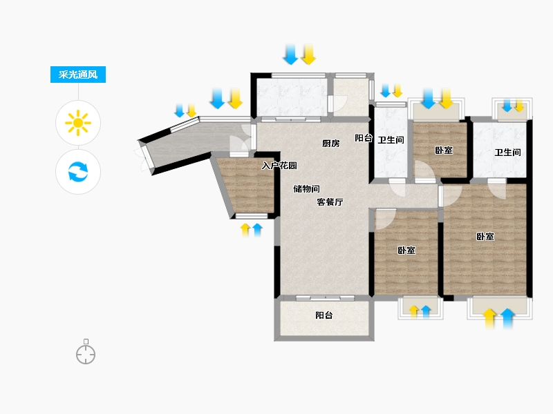 广东省-广州市-中惠壁珑湾-114.00-户型库-采光通风