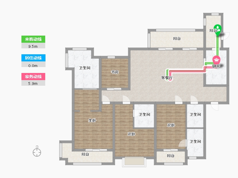 江苏省-徐州市-玺悦龙城住宅-170.25-户型库-动静线