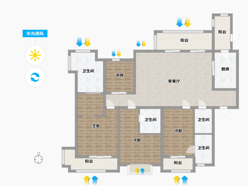 江苏省-徐州市-玺悦龙城住宅-170.25-户型库-采光通风