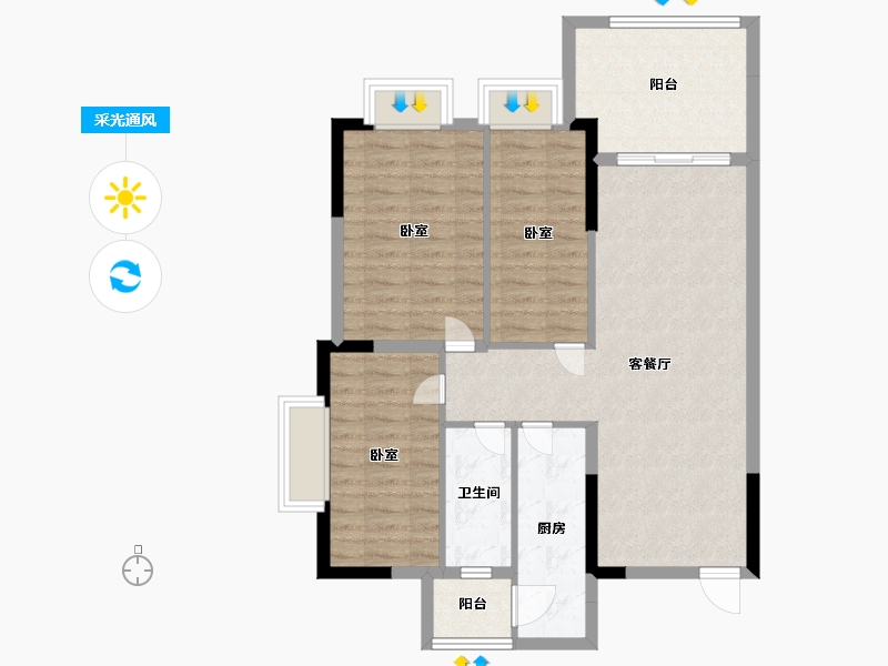 广东省-广州市-逸涛湾-89.97-户型库-采光通风