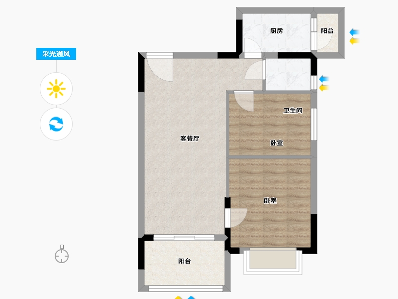 广东省-广州市-逸涛湾-61.00-户型库-采光通风