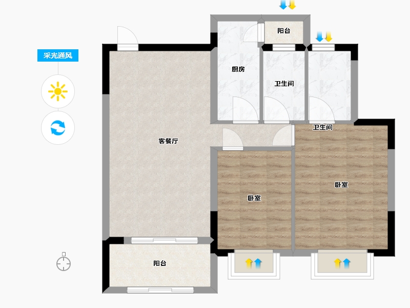 广东省-广州市-逸涛湾-75.00-户型库-采光通风