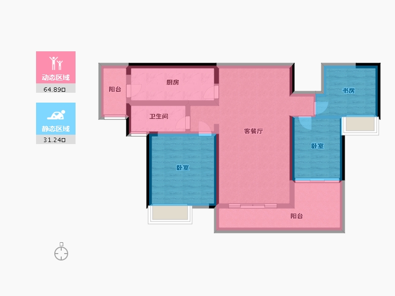 广东省-广州市-中惠壁珑湾-84.85-户型库-动静分区