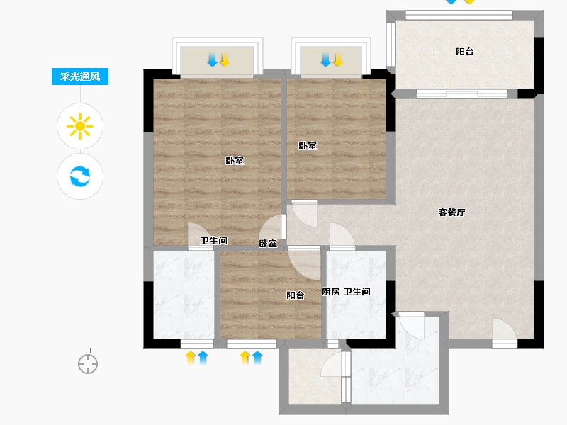 广东省-广州市-逸涛湾-77.00-户型库-采光通风