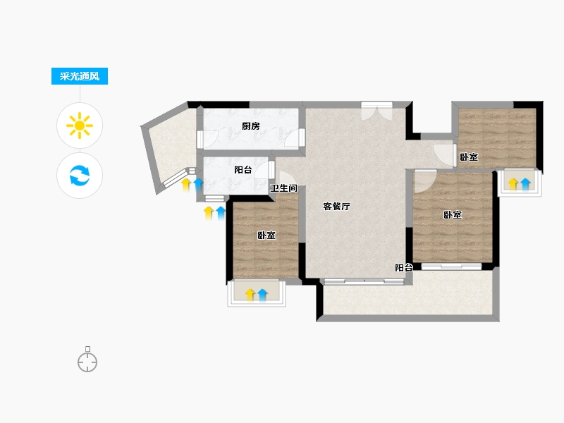 广东省-广州市-中惠壁珑湾-76.00-户型库-采光通风