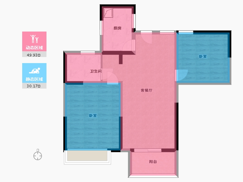 江苏省-南京市-天润城-70.94-户型库-动静分区