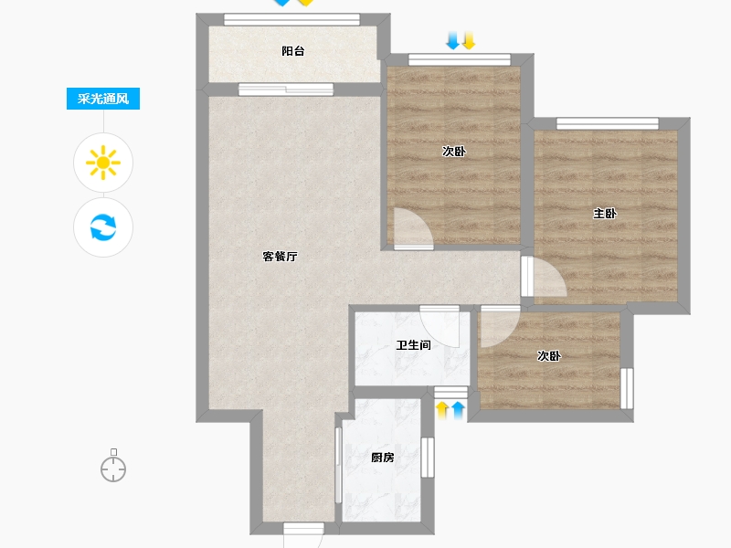 安徽省-合肥市-中梁美好时代-62.51-户型库-采光通风