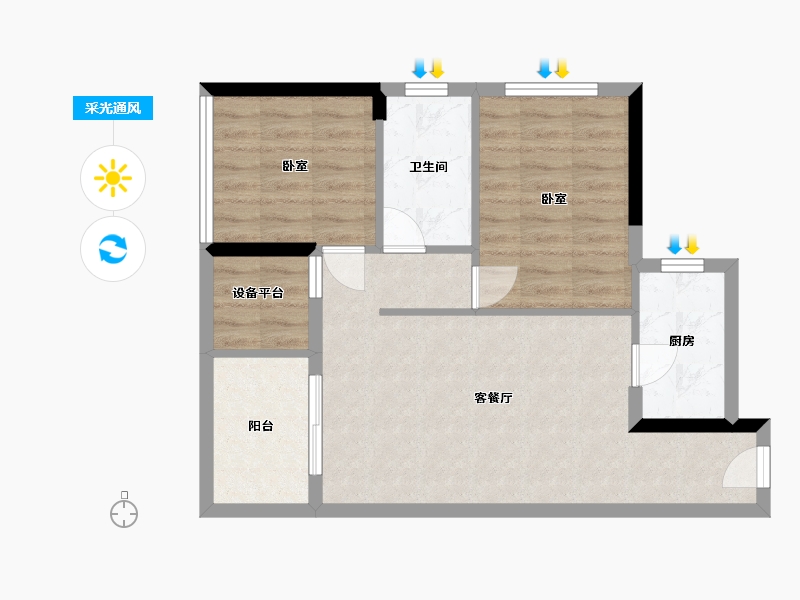 湖北省-武汉市-陌陌屋-65.08-户型库-采光通风