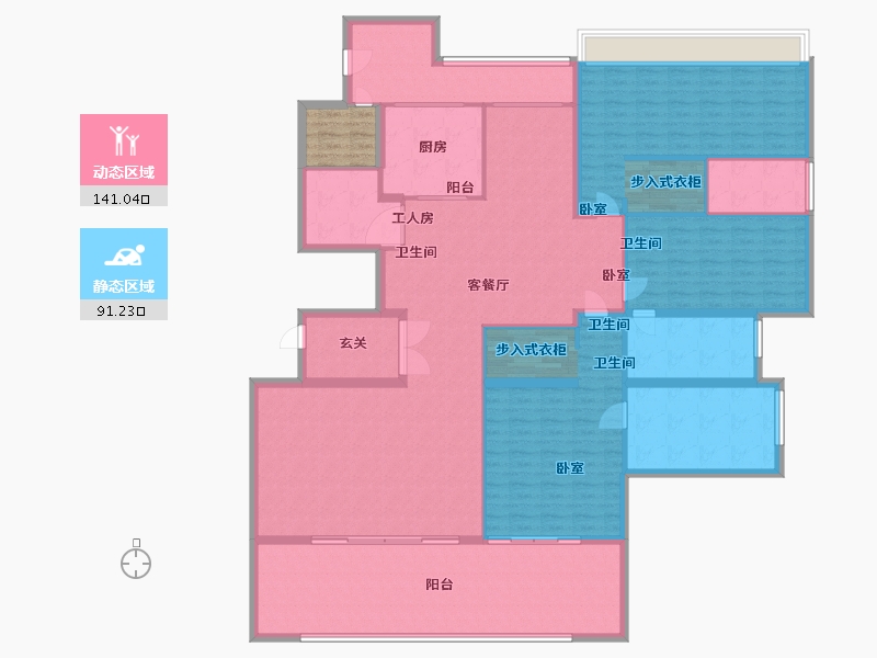 广东省-广州市-新天半山墅-217.27-户型库-动静分区