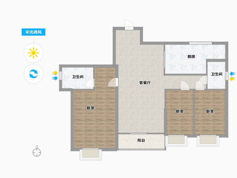 广东省-佛山市-东逸湾-112.05-户型库-采光通风