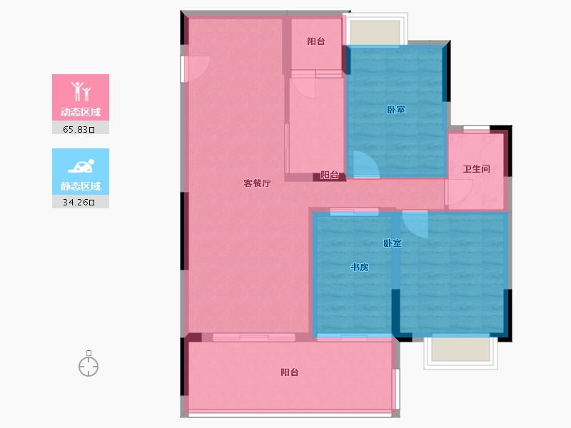 广东省-广州市-好美华庭-90.34-户型库-动静分区