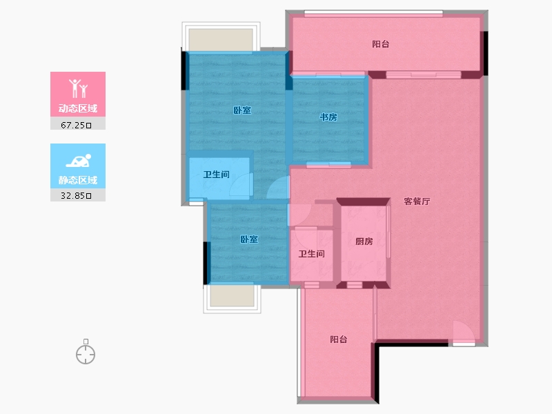 广东省-广州市-好美华庭-89.57-户型库-动静分区