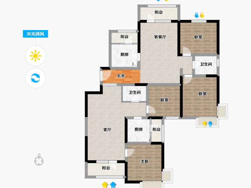 天津-undefined-天津湾海景文苑-137.06-户型库-采光通风