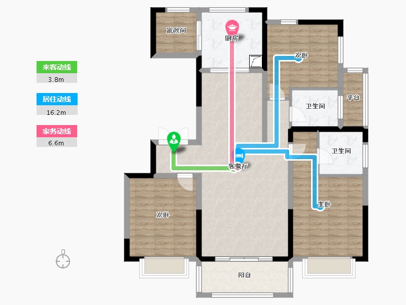 陕西省-榆林市-盛翔华庭-117.06-户型库-动静线