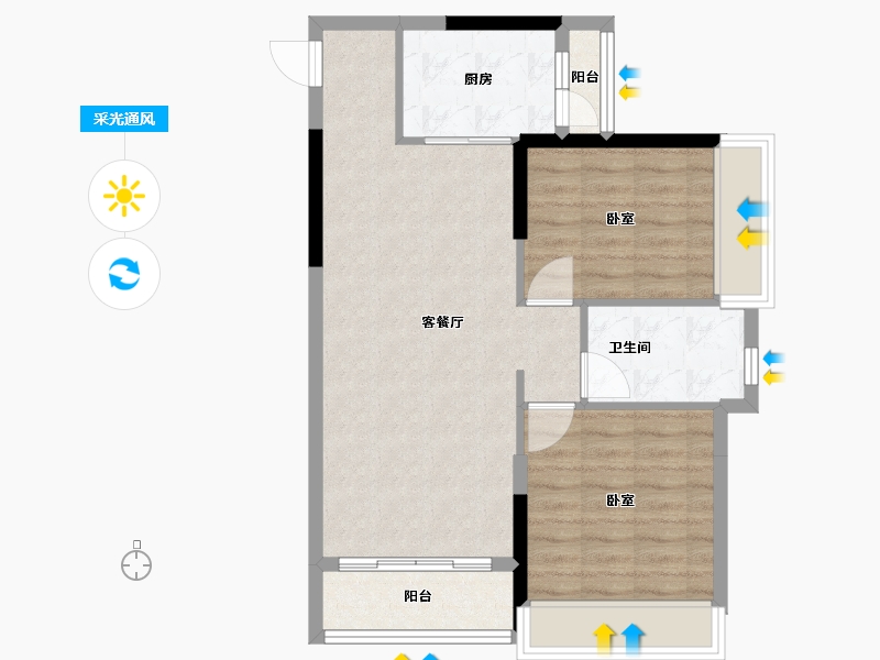 广东省-广州市-汇东国际花园-69.01-户型库-采光通风