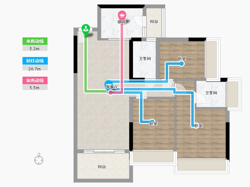 广东省-广州市-汇东国际花园-86.00-户型库-动静线