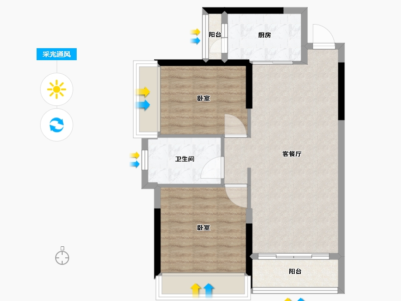 广东省-广州市-汇东国际花园-67.15-户型库-采光通风