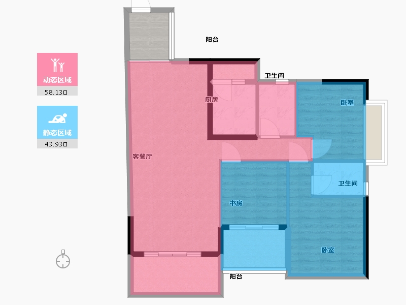 广东省-广州市-汇东国际花园-95.99-户型库-动静分区