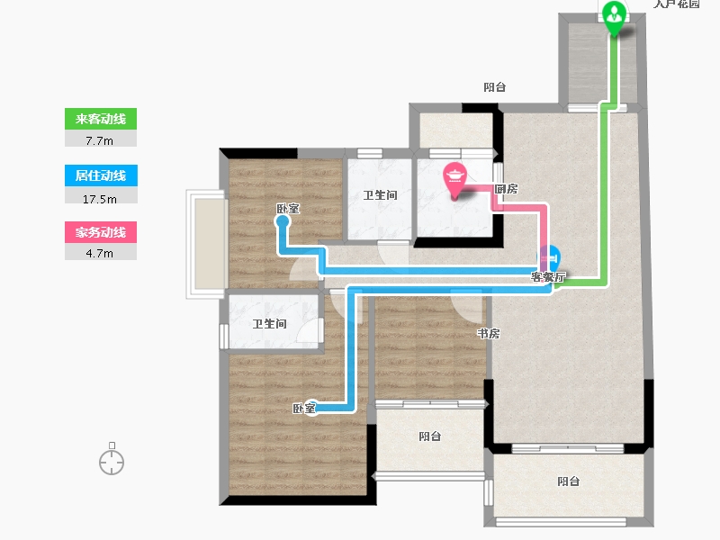 广东省-广州市-汇东国际花园-96.35-户型库-动静线