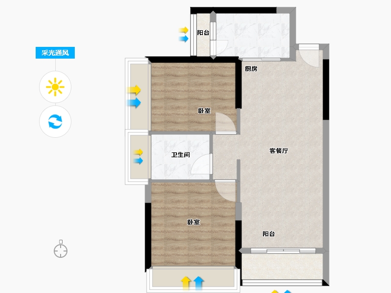 广东省-广州市-汇东国际花园-67.01-户型库-采光通风