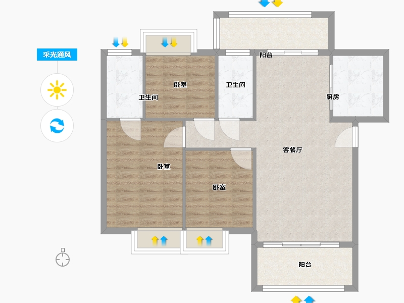 广东省-韶关市-顺景家园-90.00-户型库-采光通风