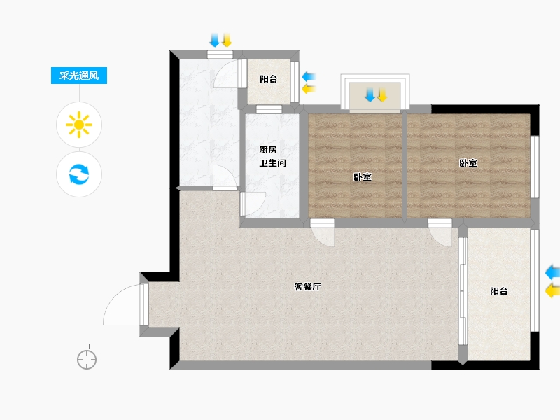 广东省-广州市-云山名都-68.19-户型库-采光通风