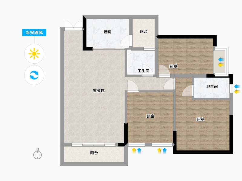 广东省-韶关市-卓越雅苑-98.00-户型库-采光通风